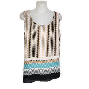 Chic Womens Tank Top Cami Sz Large Racerback Polyester Chevron Tribal Southwest